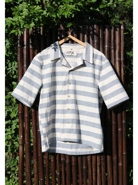 Rayada Celeste Manga Corta