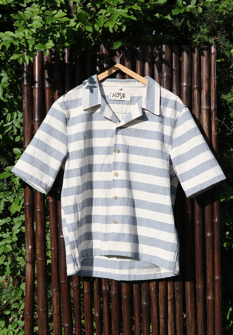 Rayada Celeste Manga Corta