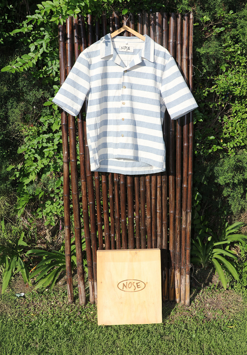 Rayada Celeste Manga Corta