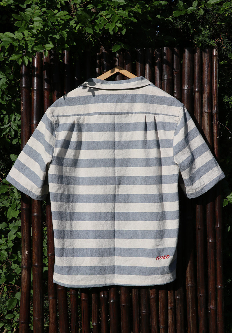 Rayada Celeste Manga Corta